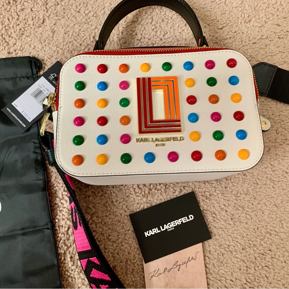 Karl Lagerfeld White Crossbody Bag with Polkadots - Picture 6 of 14